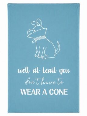 Source Unknown Blue Throw with White Dog Graphic